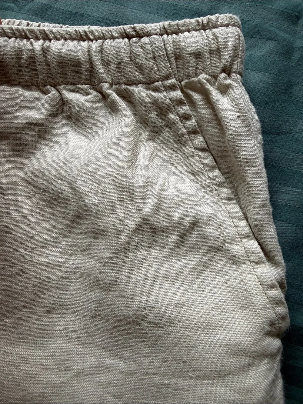Alex Crane Bo Shorts Bone Men’s Size M 100% Linen Drawstring Shorts